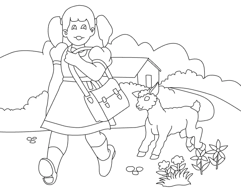Vymalovánka dievča s ovečkou